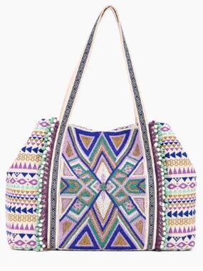 America & Beyond Ella Tribal Embellished Tote